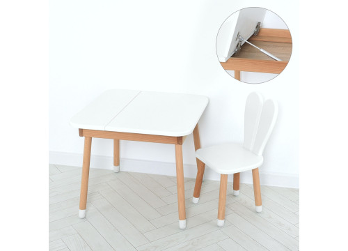Комплект ARINWOOD Зайчик Desk з ящиком Білий (столик + стілець) 04-025W-DESK