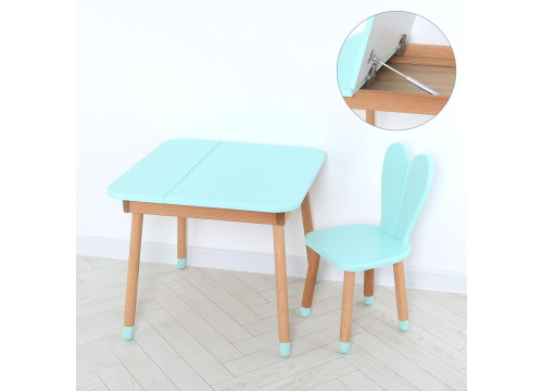 Комплект ARINWOOD Зайчик Desk з ящиком Бірюзовий (столик + стілець) 04-025B-DESK