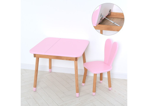 Комплект ARINWOOD Зайчик Desk з ящиком Рожевий  (столик + стілець) 04-025R-DESK