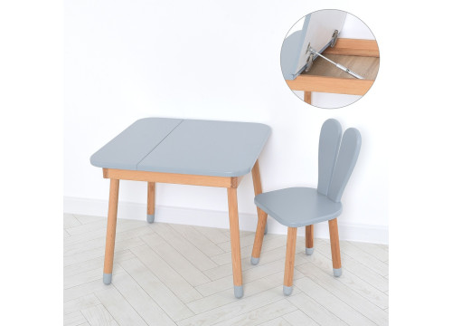 Комплект ARINWOOD Зайчик Desk з ящиком Сірий (столик + стілець) 04-025GREY-DESK