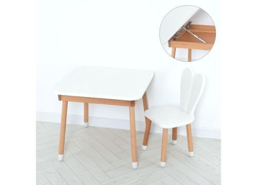 Комплект ARINWOOD Зайчик Table з ящиком Білий (столик + стілець) 04-025W-TABLE