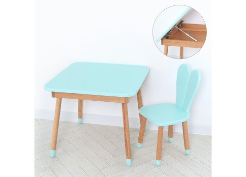 Комплект ARINWOOD Зайчик Table з ящиком Бірюзовий (столик + стілець) 04-025B-TABLE