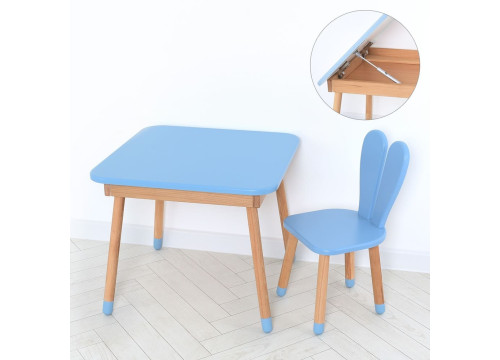 Комплект ARINWOOD Зайчик Table з ящиком Пастельно синій (столик + стілець) 04-025BLAKYTN-TABLE