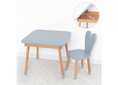 Комплект ARINWOOD Зайчик Table з ящиком Сірий (столик + стілець) 04-025GREY-TABLE