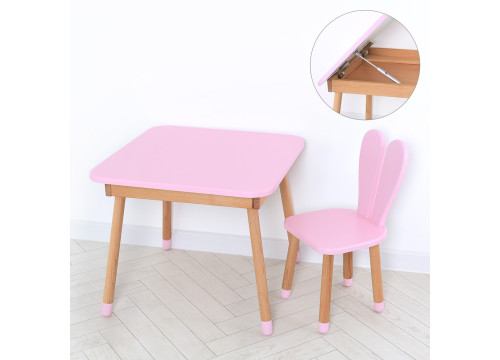 Комплект ARINWOOD Зайчик Table з ящиком Рожевий (столик + стілець) 04-025R-TABLE