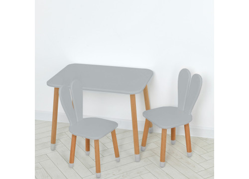 Комплект ARINWOOD Зайчик Сірий (столик 500×680 + два стільчика) 04-027GRAY+1