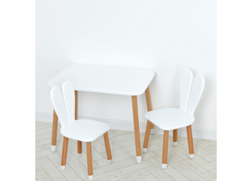 Комплект ARINWOOD Зайчик Білий (столик 500×680 + два стільчика) 04-027W+1