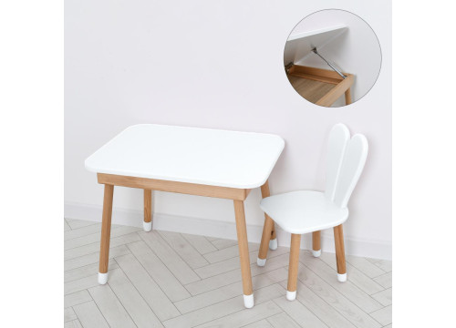 Комплект ARINWOOD Зайчик Table з ящиком Білий (столик 500*680 + стілець) 04-027W-TABLE