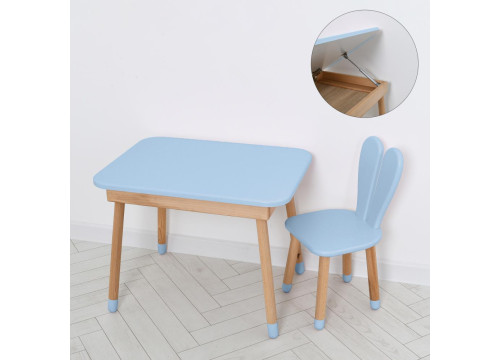 Комплект ARINWOOD Зайчик Table з ящиком Пастельно синій (столик 500×680 + стілець) 04-027BLAKYTN-TABLE